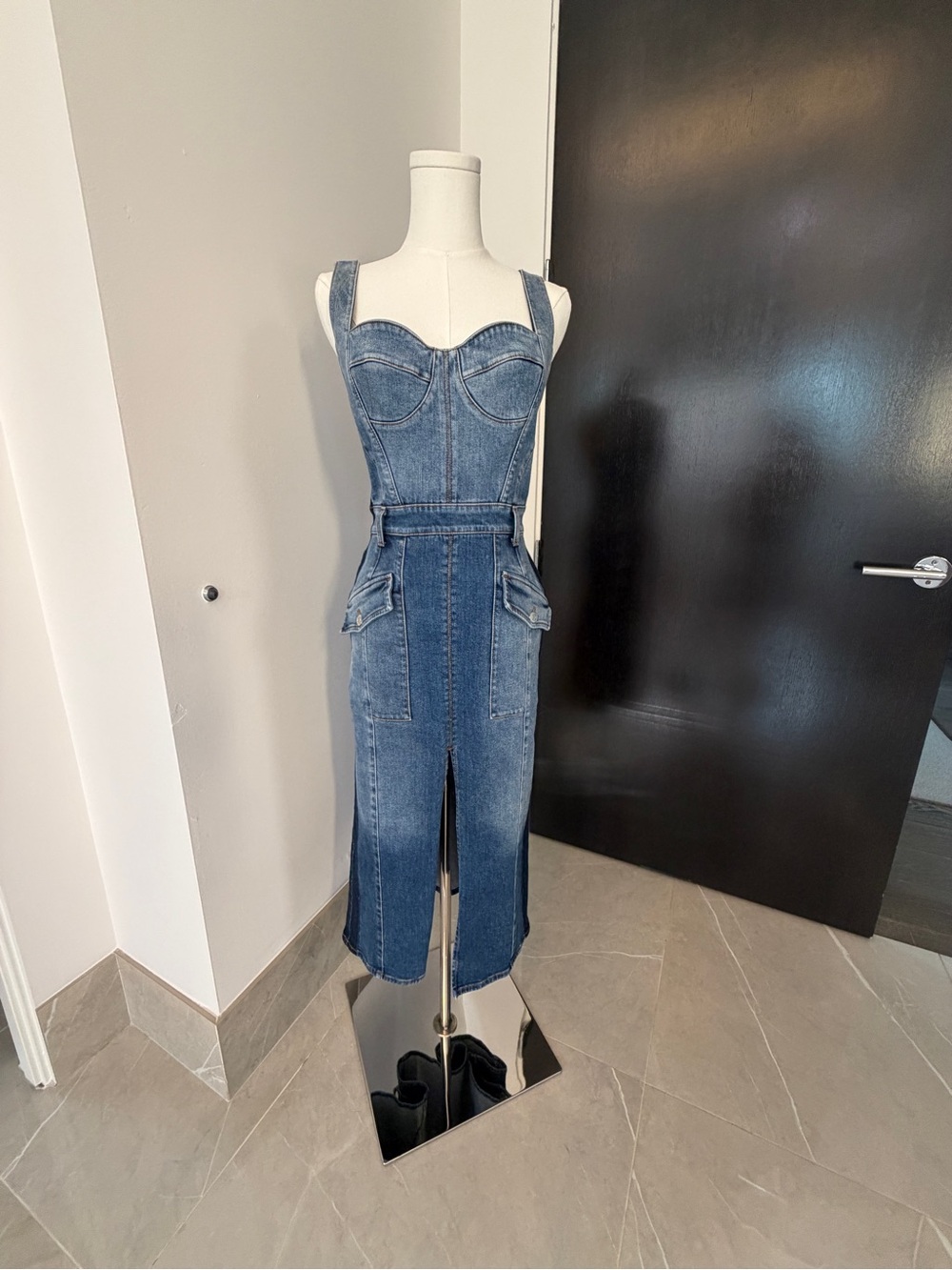 Alexander McQueen Blue Denim Bustier Dress - Picture 6 of 6